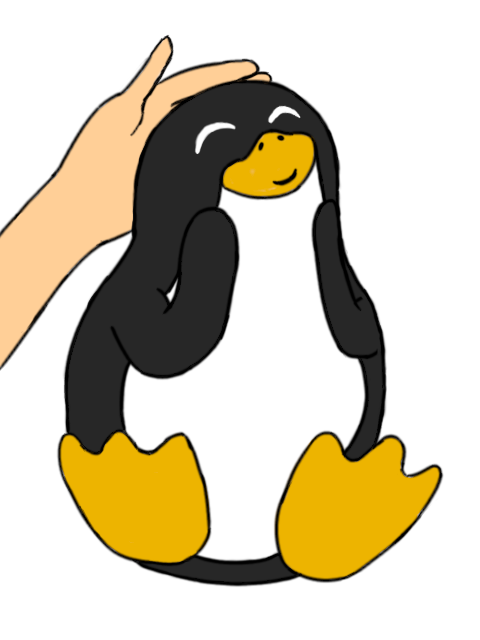 digital art of Tux looking very happy while being pet